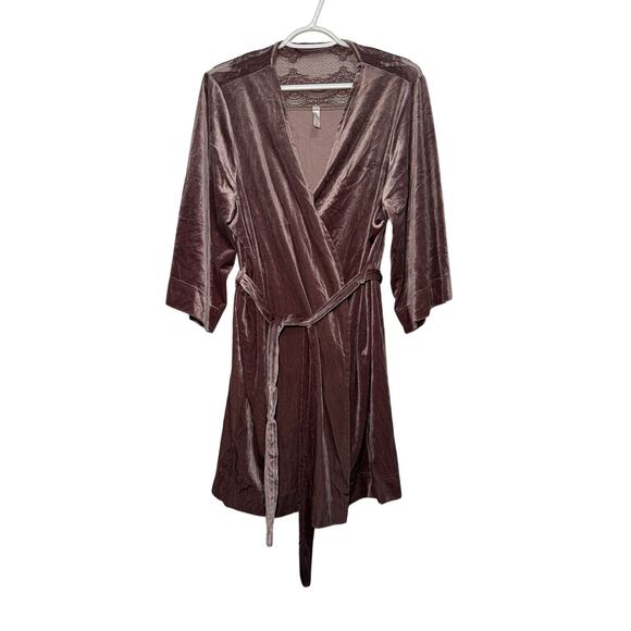 Gilligan & Omalley pruple velvet lace mauve robe womens medium regency fairy - Picture 1 of 10